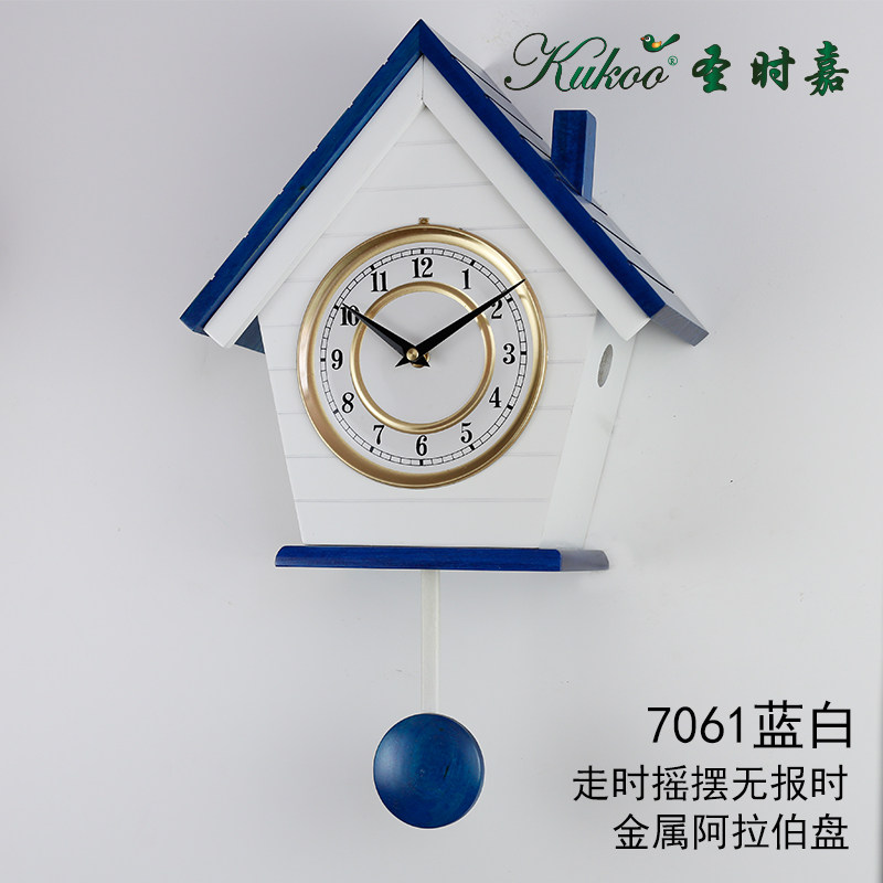 欧式简约布谷鸟钟客厅咕咕钟田园地中海座挂钟现代摇摆鸟报时钟