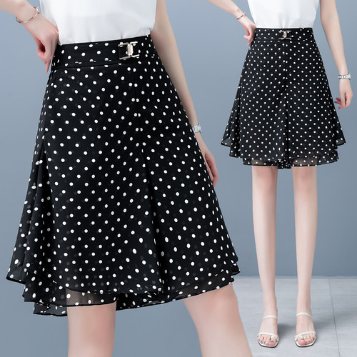 2025雪纺裙裤女夏季波点阔腿