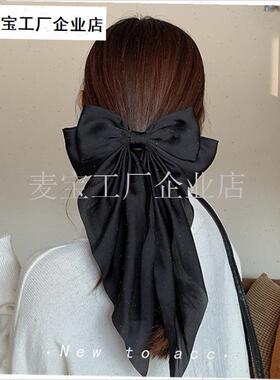 蝴蝶结发夹红色夹子m头饰发绳女头绳超仙网红发卡后脑勺黑色发饰\