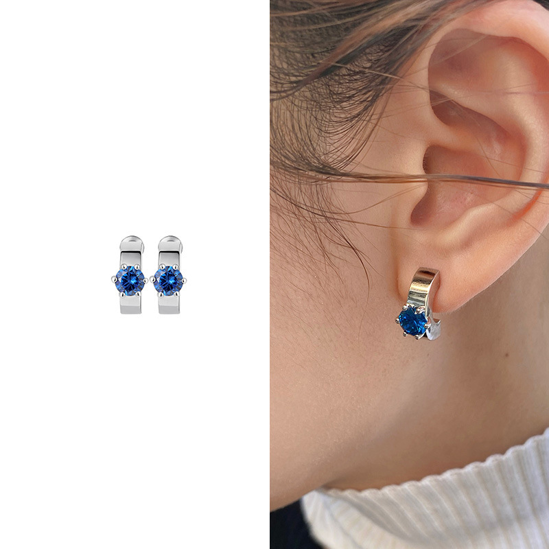 克莱因蓝钻925纯银小众设计耳钉