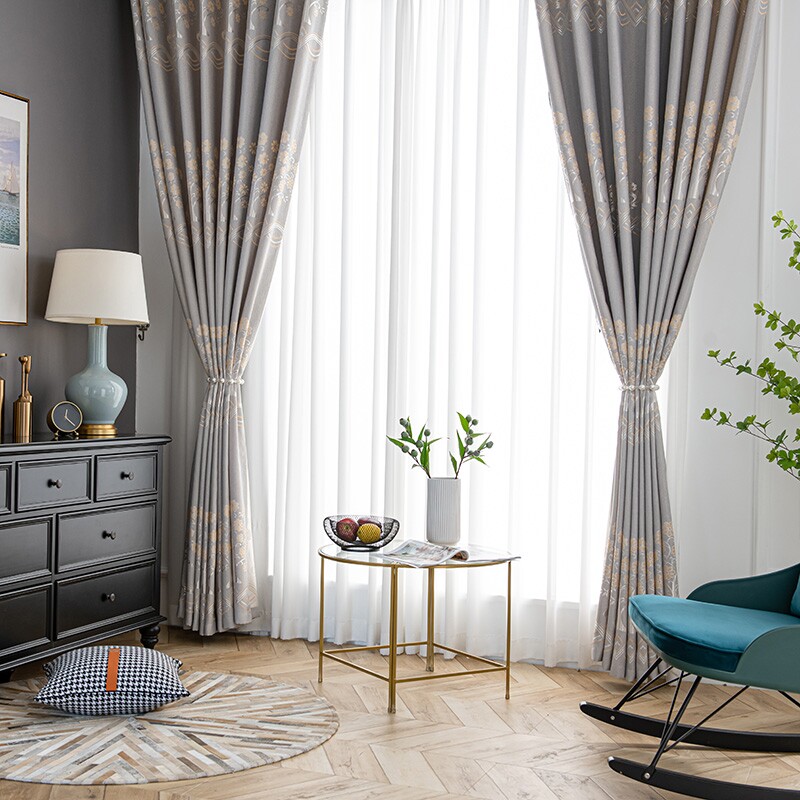 2021新款提花窗h帘成品拍2带杆 加厚提花环保遮光布料 客厅卧室隔