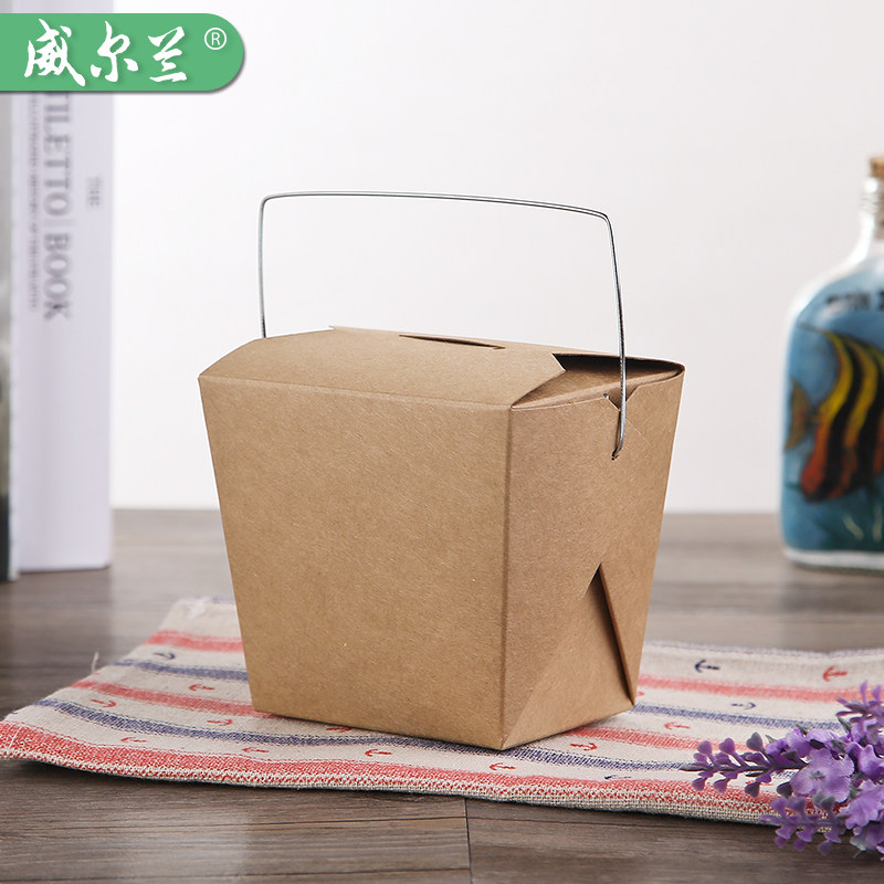 威尔兰手提牛皮纸餐盒一次性外卖