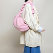 EHOOO磨毛针织包包女秋冬氛围感腋下包韩系皱褶调节云朵包斜挎包