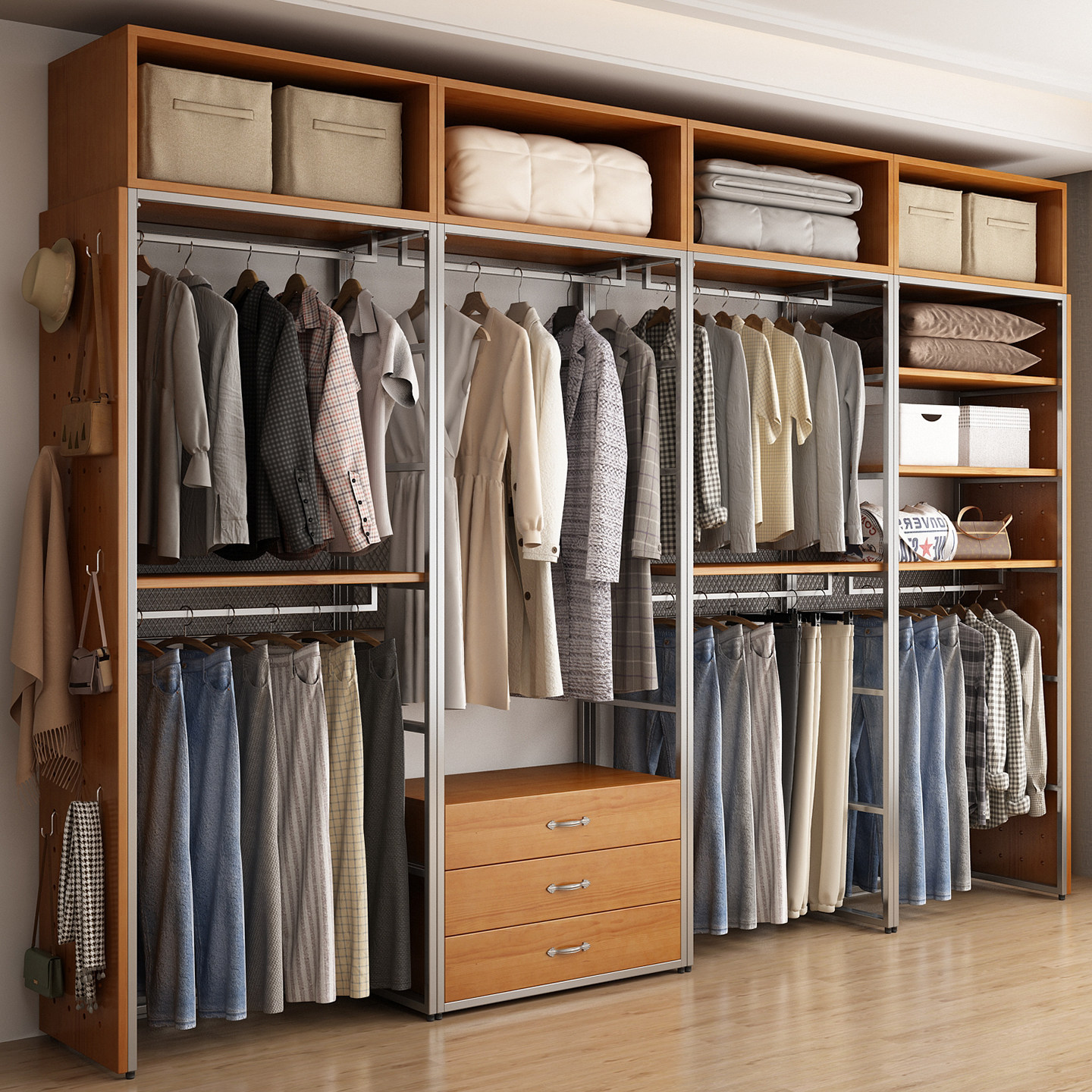 金属衣柜实木2025新款爆款钢架结构铁艺全挂式卧室家用定制衣帽间,住宅家具,独立衣柜,淘宝优惠券,粉丝福利购,淘宝优惠卷