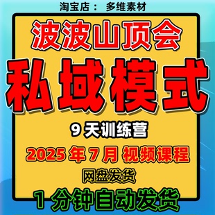 波波来了2025新课《私域模式9天训练营》山顶会私域模式线上课程