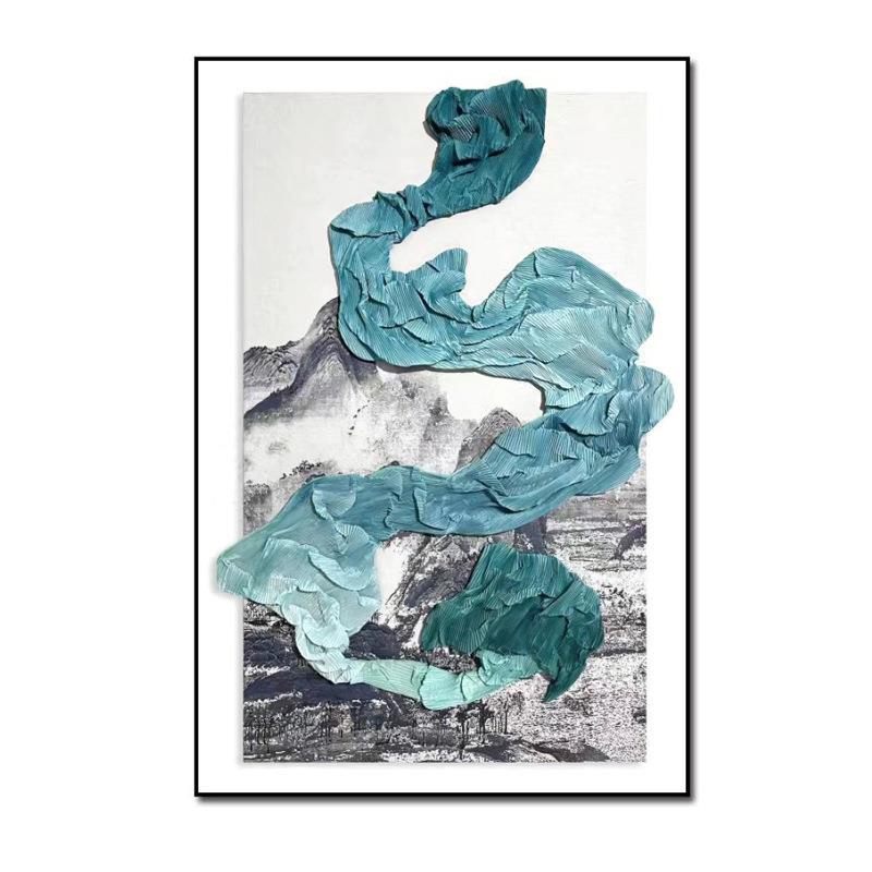 中式茶新中式室书房挂画画客厅厅画民宿酒壁店棋牌室餐墙面装饰工