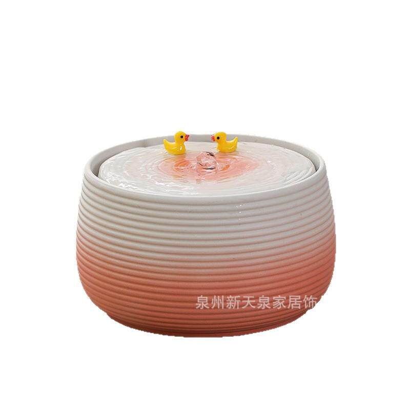 现客厅陶瓷流水摆件循环水工桌面创意生财摆件室内加湿喷泉水