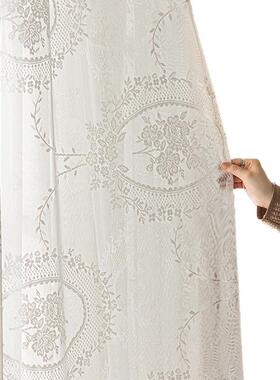 法式洛可可蕾丝花边纱公主风镜中花窗纱卧室飘窗复古纱帘柯桥厂家