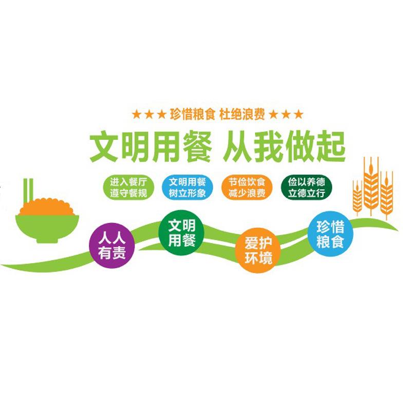 食堂文化厨房餐厅墙面装饰创意亚克力3d立体墙贴饭店学校文明用餐