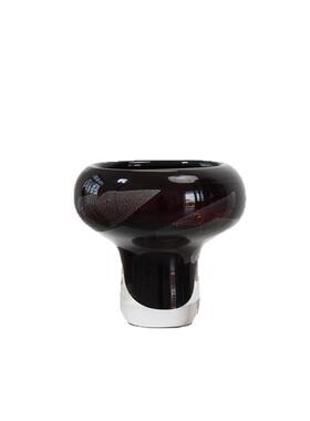 样板间现代轻奢样板房客厅装饰摆件红棕色银箔高脚水晶底琉璃花瓶