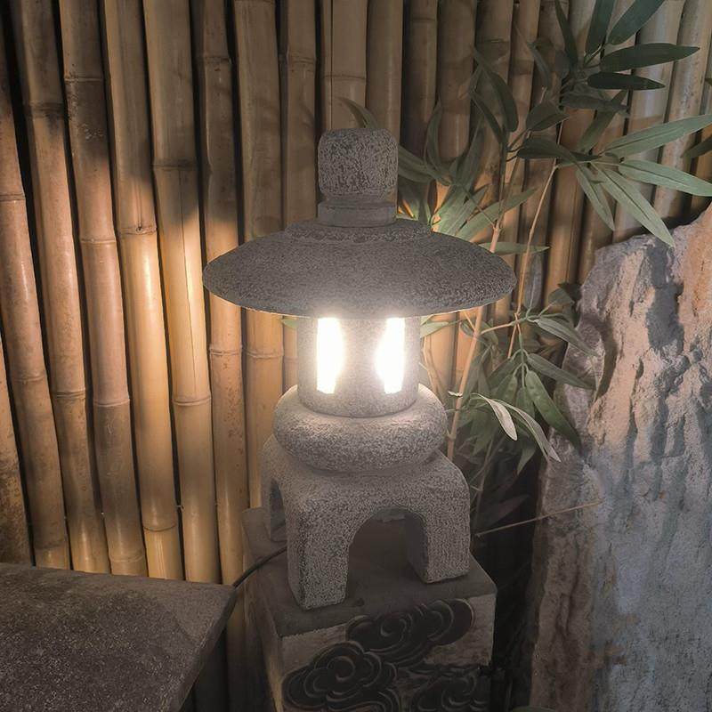 石灯笼花园落地灯摆件酒店草坪庭院日式青石电石灯仿古中式宫灯
