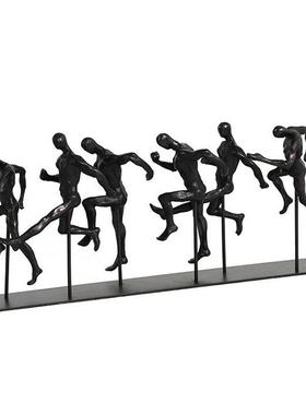 简约田径奔跑多人物运动雕塑组合摆件创意抽象样板间桌面家居饰品