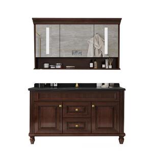 卫浴美式橡木浴室柜轻奢智能镜落地式卫生间洗手台盆洗脸盆柜组合