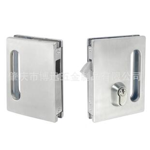 厂家直供工程双开304方形钩锁平移推拉门锁无框办公室玻璃门钩锁
