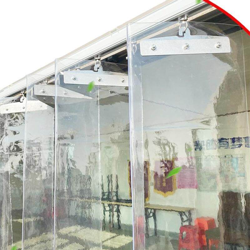 新款滑动折叠软门帘塑料透明PVC材质防风推拉帘轨道帘空调帘