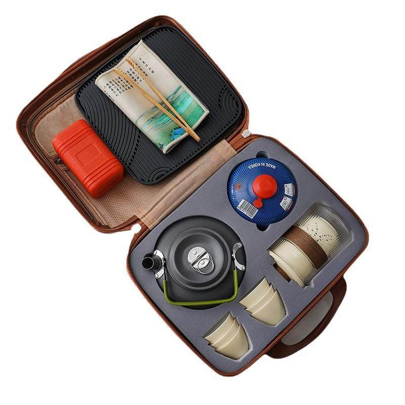 户外烧水旅行茶具套装车载露营便携收纳包带卡式炉功夫泡茶煮茶器,餐饮具,旅行茶具,淘宝优惠券,粉丝福利购,淘宝优惠卷