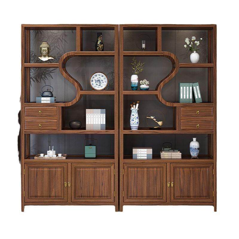 博古架实木新中式置物架客厅家用茶室隔断茶叶格子架多宝阁展示架