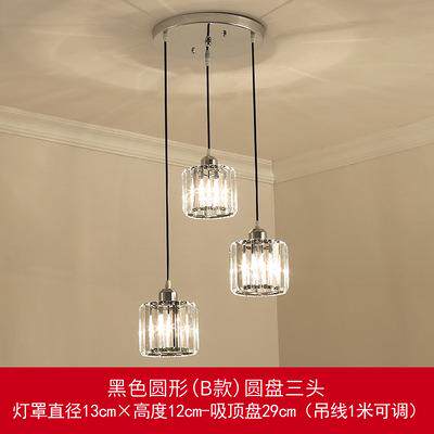 餐厅吊灯led三头简约现代水晶灯北欧楼梯长吊灯创意大气客厅灯具