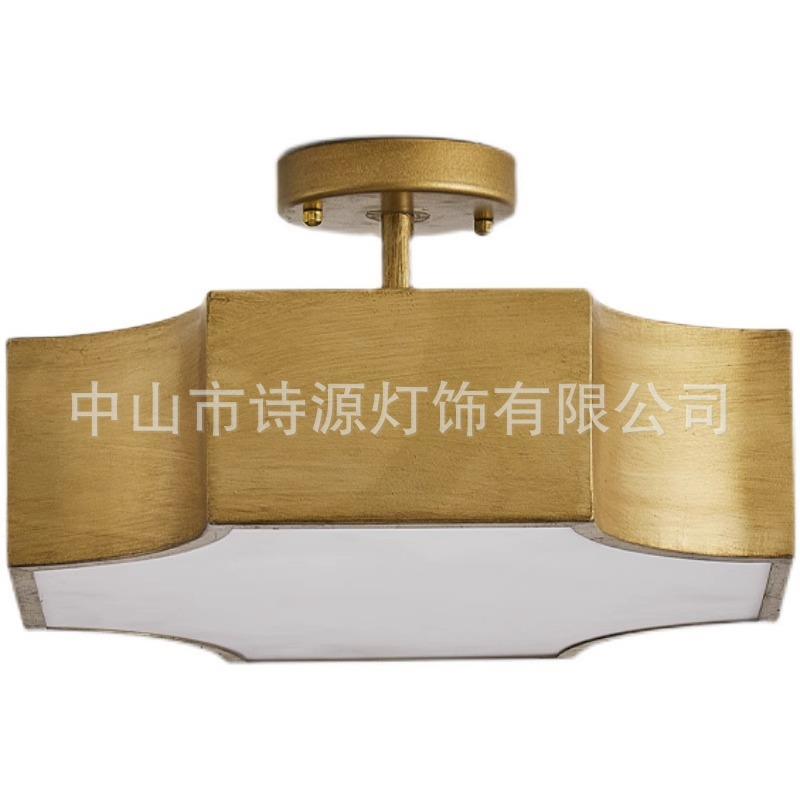 美式复古铁艺吸顶灯法式中古卧室书房主灯玄关过道灯具复古风