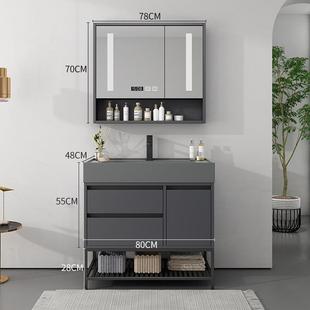 轻奢实木浴室柜组合套装落地款洗漱台盆智能洗手洗脸卫生间洗漱台