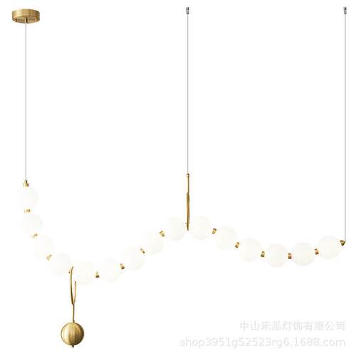 法式奶油风珍珠项链吊灯北欧设计师简约创意客厅餐厅现代轻具