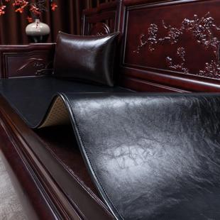 中古风红木沙发坐垫皮沙发专用套罩实木沙发垫皮质垫子真皮新中式