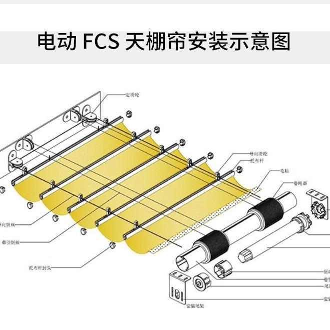 户外阳光房遥控折叠遮阳帘遮光隔热自动伸缩帘电动折叠式遮阳帘