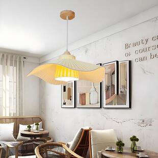 法式极简文艺术网红灯奶油风餐厅吊灯罩客厅卧室餐桌布艺原木灯具