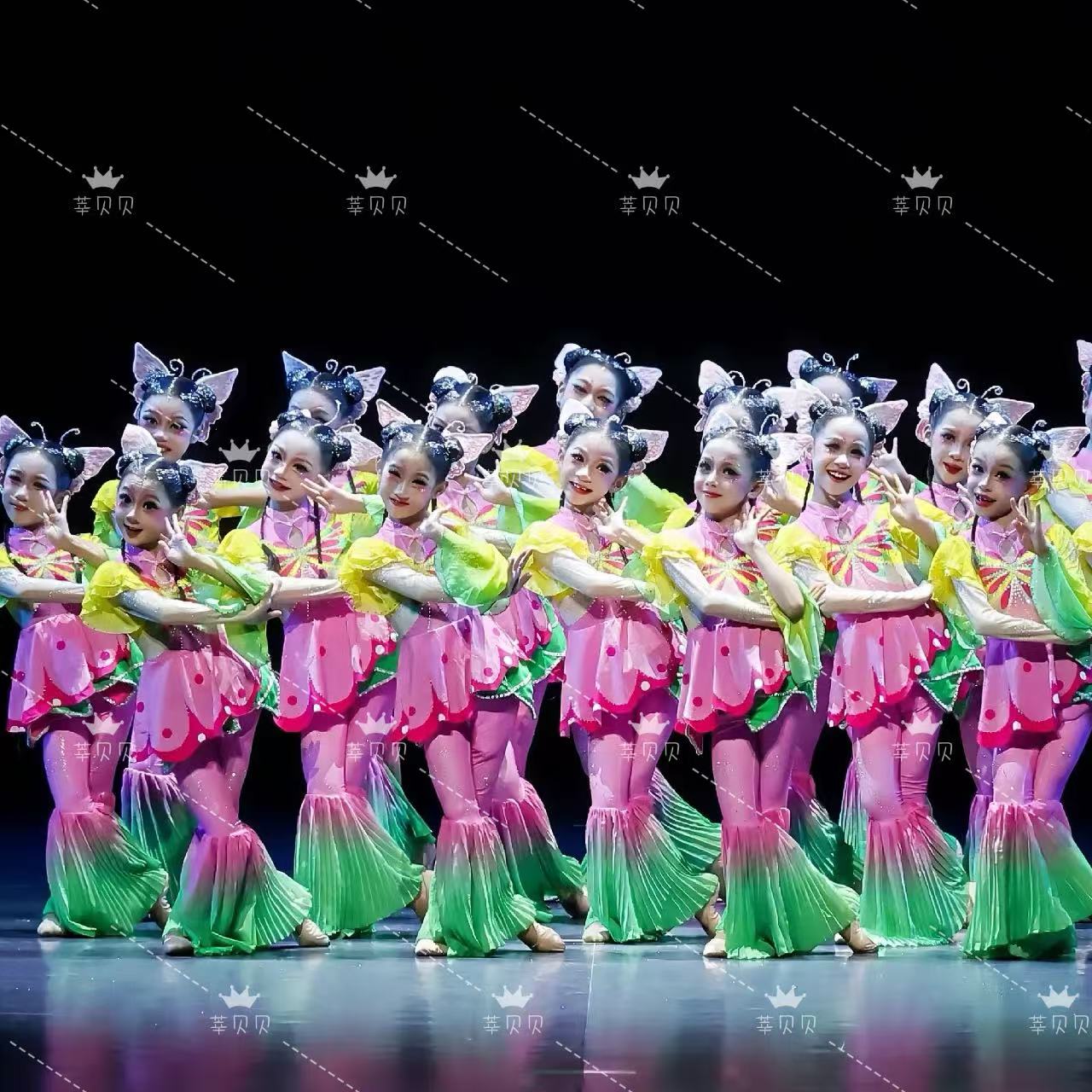 蝴蝶飞演出服儿童中国舞女童喜庆儿童演出服