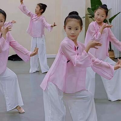 儿童古典舞纱衣立春舞蹈服女童中国舞艺考练功服云杉飘逸演出服装
