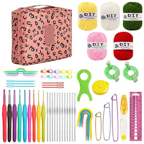 热销初学者钩针毛线套装手工编织勾针配件组合工具材料包