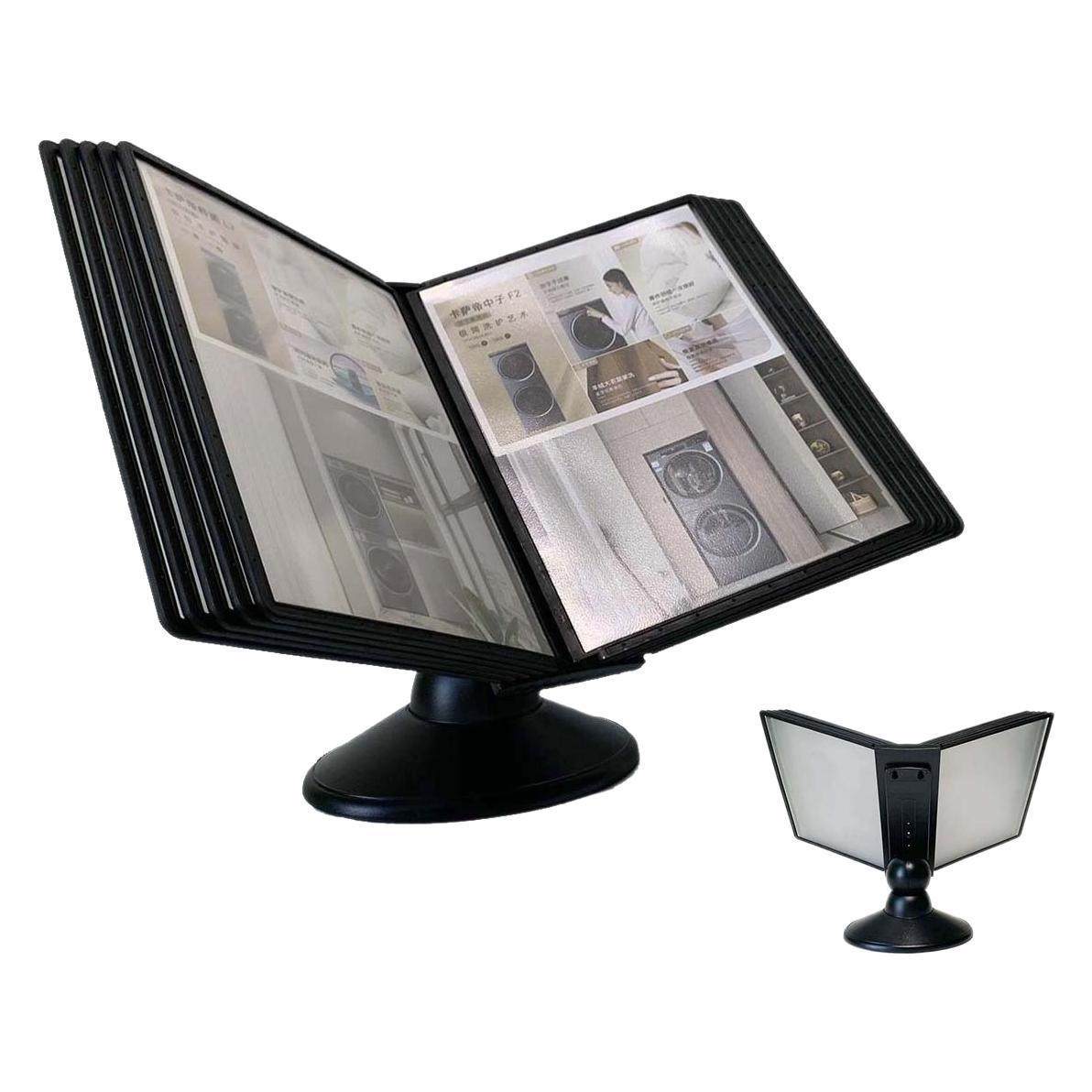 桌面文件架A4翻页旋转展示架菜谱文件收纳相册台式资料架办公宣传