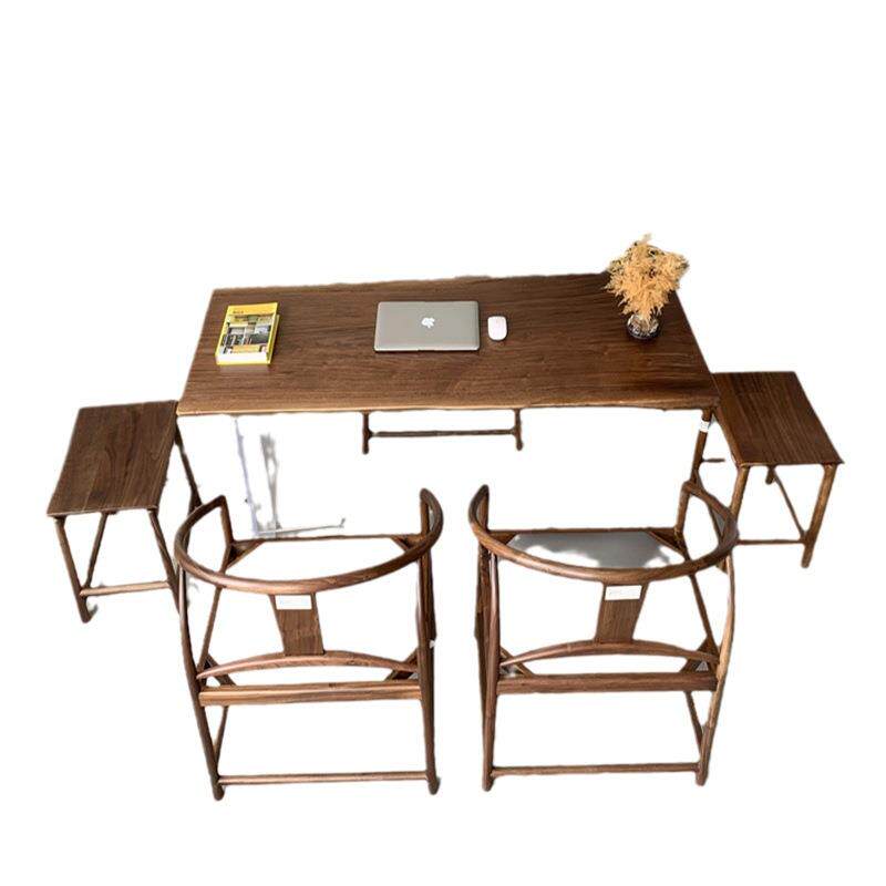 北美黑胡桃木实木大板茶桌餐桌茶几书桌会议桌老板北欧办公桌茶台