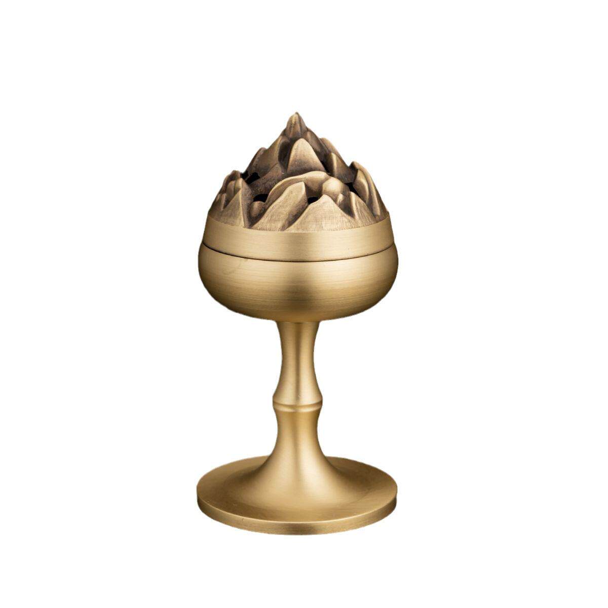 黄铜博山炉家用室内熏香炉线香炉仿古摆件禅意香炉居家客厅长辈送