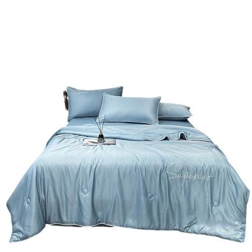 夏季水洗天丝夏凉被四件套可机洗单双人裸睡天丝刺绣薄夏被空调被