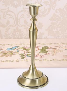 烛台欧式合金烛光晚餐蜡烛台婚庆摆件美式西餐桌单头复古浪漫蜡台