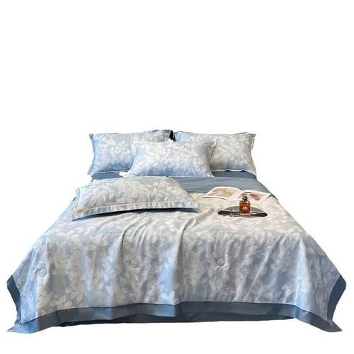 水洗天丝冷感夏被四件套凉感可水洗印花冰丝夏凉被空调被直播爆款