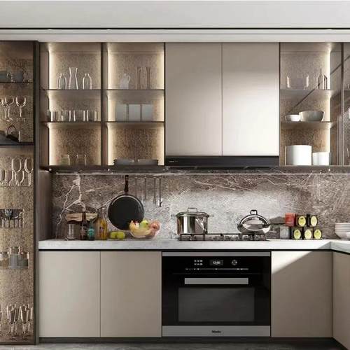 定做整体橱柜门开放式全铝家用厨房柜吊柜门板整体家居橱柜