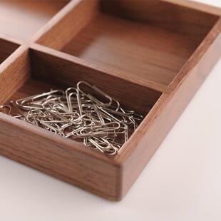 新款出口日本黑胡桃收纳盒桌面整理盒文具收纳盘