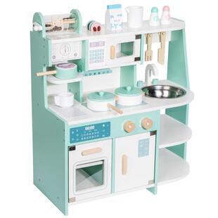 北欧风模拟厨房过家家煤气灶台缤纷厨具餐具切切乐仿真木制玩具
