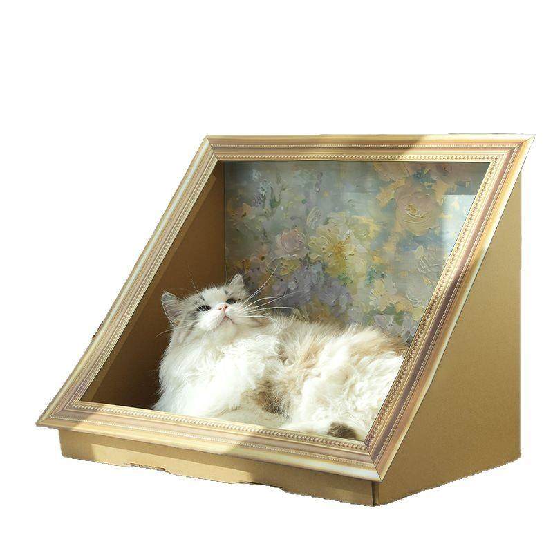 油画猫抓板复古欧式黑金色奶白立体油画猫窝新奇猫咪画框猫抓板窝,宠物/宠物食品及用品,猫抓板,淘宝优惠券,粉丝福利购,淘宝优惠卷