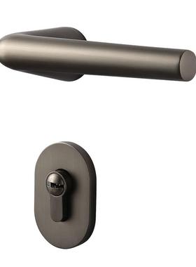 北欧风室内卧室静音门锁磁吸现代简约实木房灰色金色黑色门锁