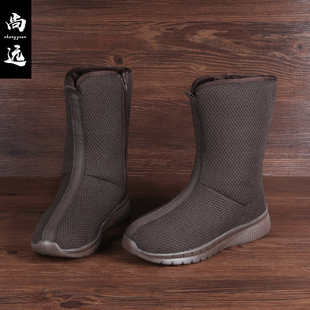 新冬季加绒僧鞋布鞋高邦棉鞋长筒靴保暖棉靴僧人冬靴软底僧靴