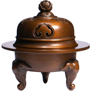 庆松堂苏工铜炉名家胡庆松制紫铜三足象薰炉复古文房摆件家用熏香