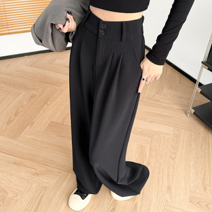 西装裤女2026新款秋冬高级感垂感小个子休闲直筒宽松加绒阔腿裤子