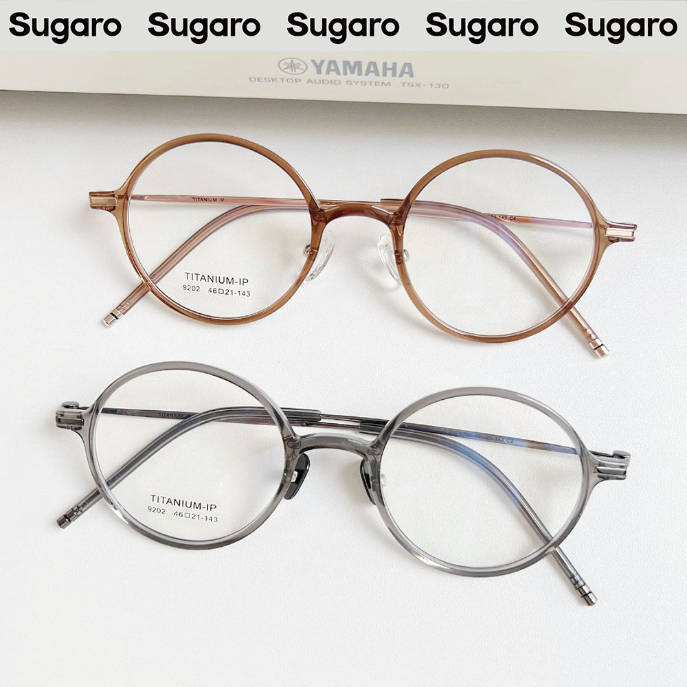 46mm复古文艺圆框超轻钛眼镜女可配近视远视防蓝光防辐射小脸镜架