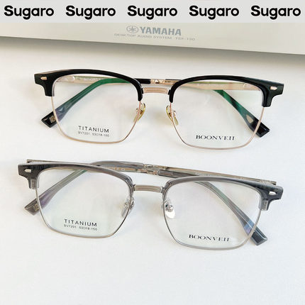 53mm复古经典眉框金属眼镜男女可配度数防蓝光文艺圆脸半框平光镜