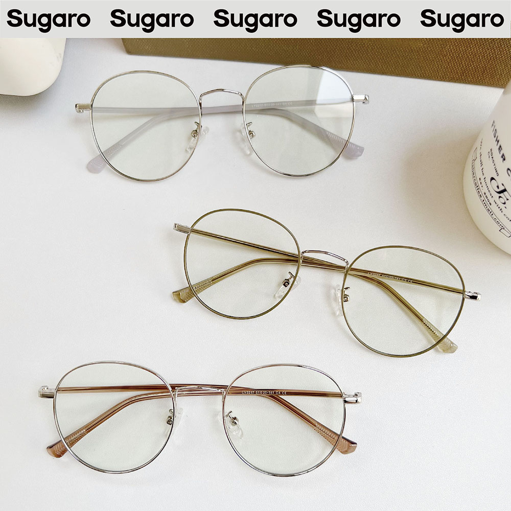 51mm韩版经典圆框金属眼镜男女可配近视度数防蓝光玫瑰金方脸镜架