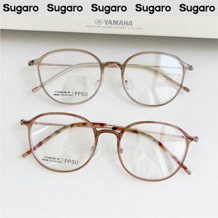 51mm卡琳同款超轻钛架金属方框眼镜男女可配度数防蓝光圆脸平光镜