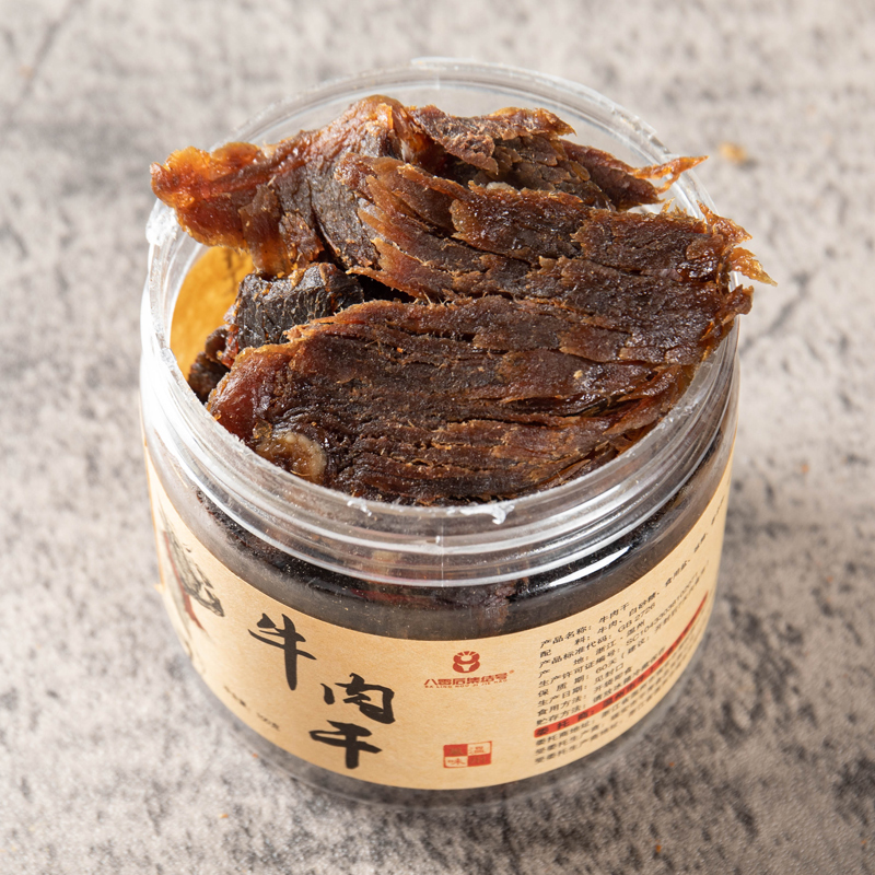八零后集结号温州瑞安湖岭特产牛肉干黑片手撕黄牛肉罐装休闲零食